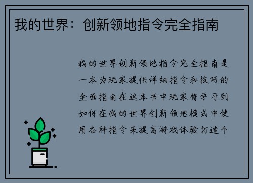 我的世界：创新领地指令完全指南